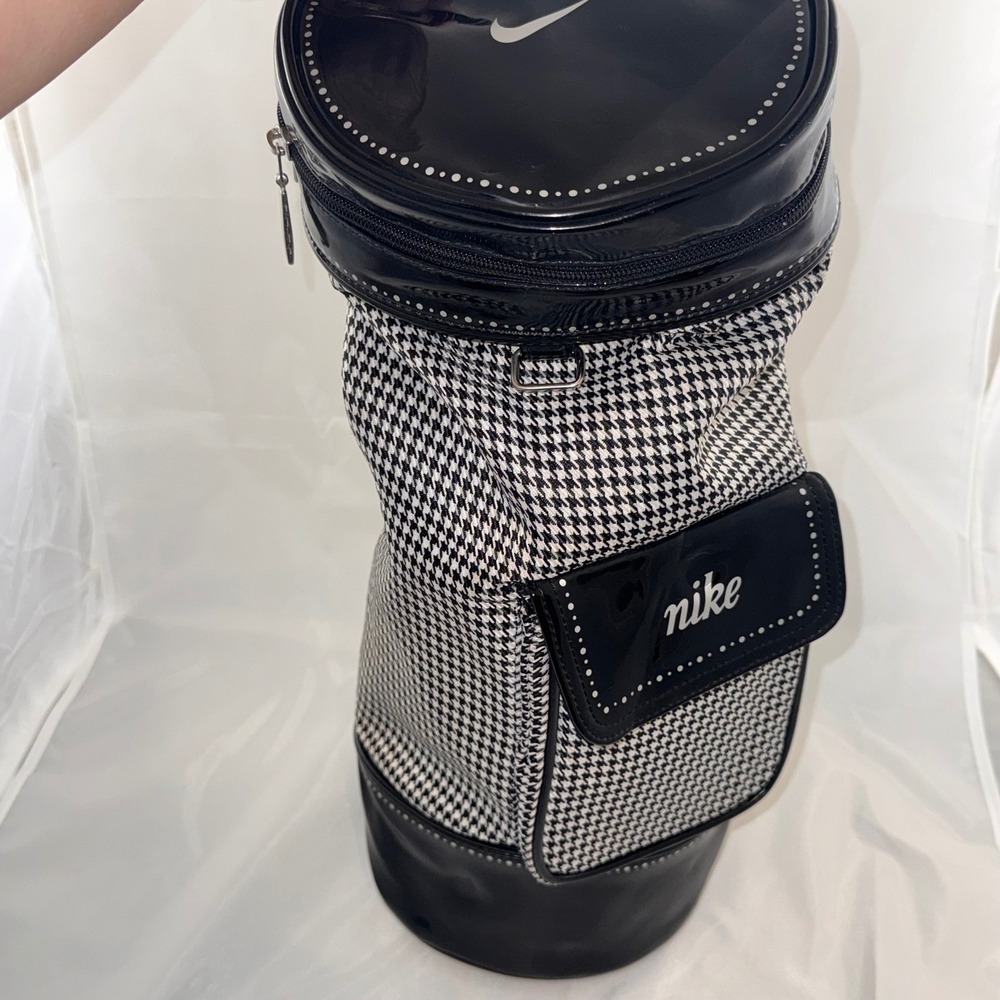 Vintage 2007 Nike Golf Houndstooth Shoe Bag Black Patent Y2K TG0071